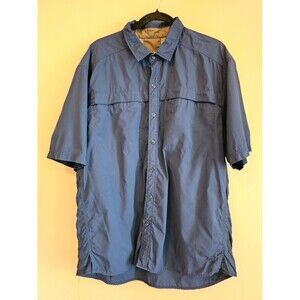 Rei Coop Shirt Mens  Large Blue Performance Pockets Short Sleeve Outdoor